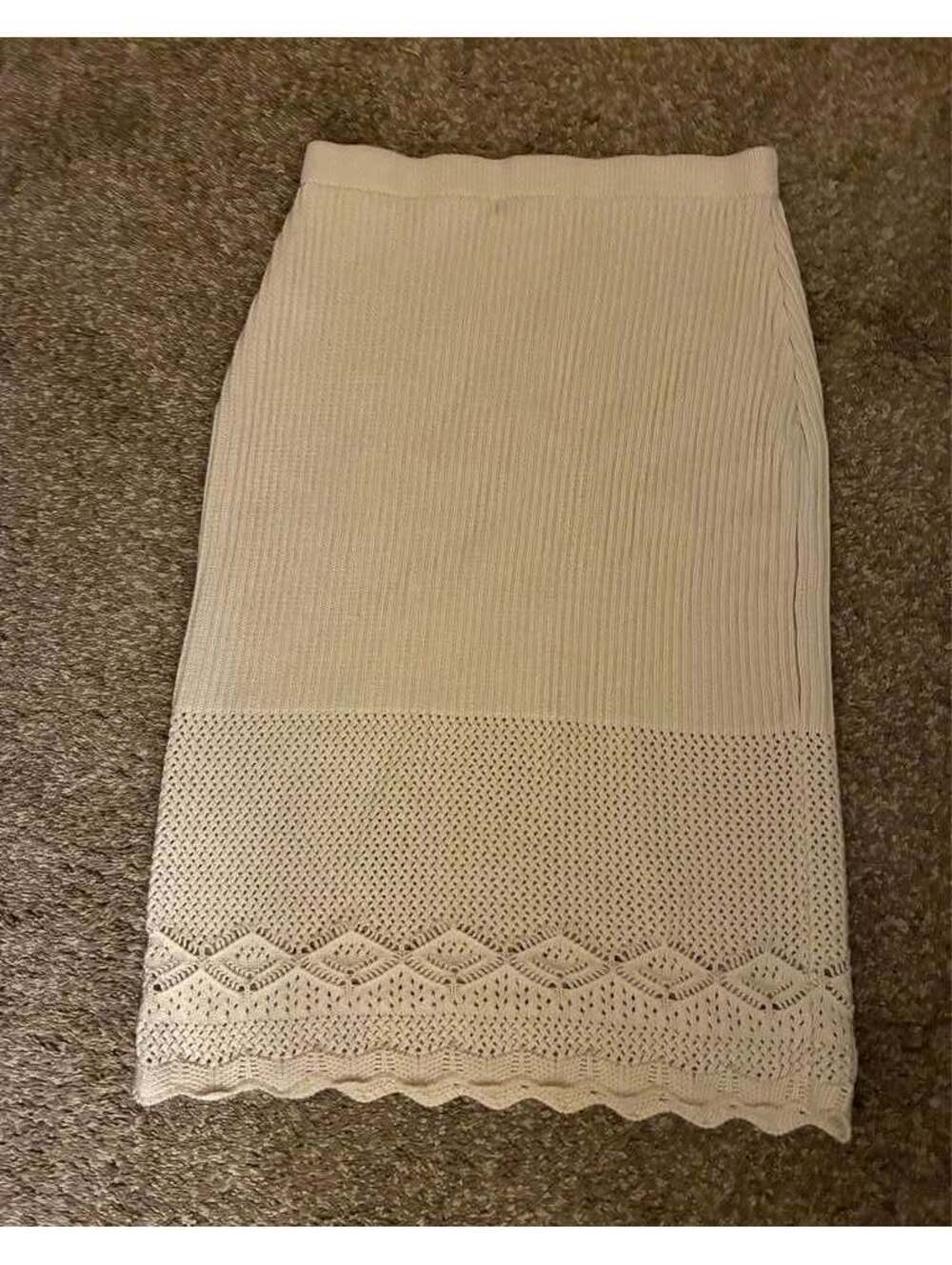 House of Harlow 1960 Cream Crochet Sweater Skirt